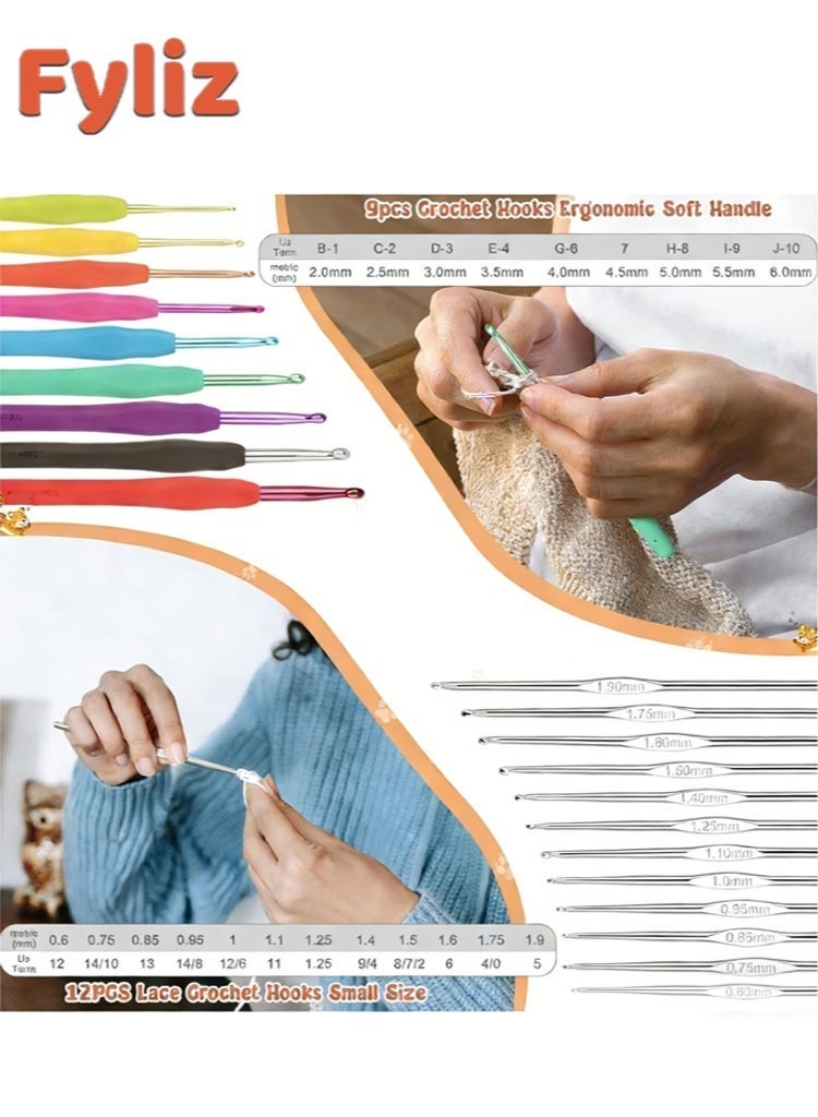 Fyliz 59PCS Crochet Kit with Storage Bag - Ergonomic Crochet Hooks, Multicolor Crochet Accessories for Beginners & Experienced, Perfect Gift for Girls, Grandma, Wife & Family, Craft Supplies - Image 5